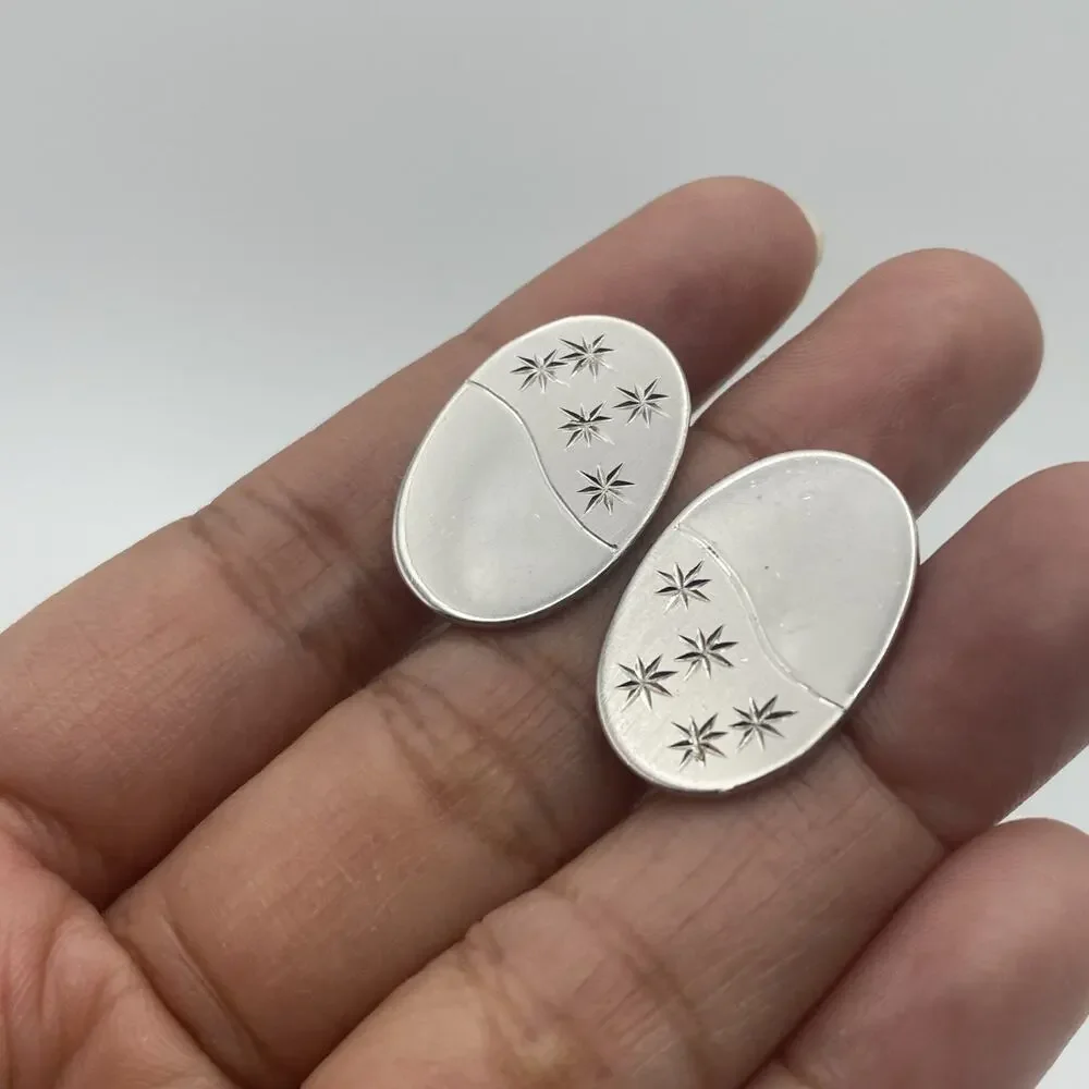 Vintage Pair Of Men’s Cufflinks Sterling Silver ATOMIC / STAR BURST Mid Century